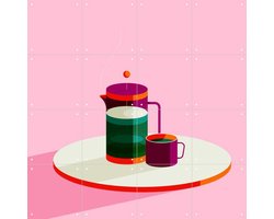 IXXI Coffee, Studio Muti - 80 x 80 cm - Gratis ophangtool - Grote wanddecoratie en posters - Geometrische Kunst, Illustraties, Digitale Kunst, Speels