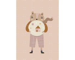 IXXI Cute Bear, Little Otja - 100 x 140 cm - Gratis ophangtool - Grote wanddecoratie en posters - Fantasierijk, Illustraties, Grafisch Ontwerp