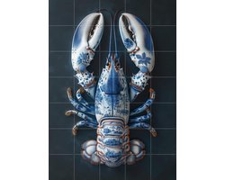 IXXI Delfts Blauwe kreeft - Zwart, Margriet Hulsker - 100 x 140 cm - Gratis ophangtool - Grote wanddecoratie en posters - Realisme, Eetkamer, Keuken