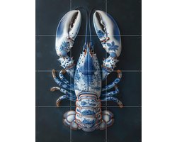 IXXI Delfts Blauwe kreeft - Zwart, Margriet Hulsker - 60 x 80 cm - Gratis ophangtool - Grote wanddecoratie en posters - Realisme, Eetkamer, Keuken