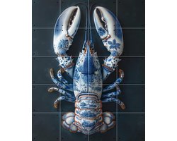 IXXI Delfts Blauwe kreeft - Zwart, Margriet Hulsker - 80 x 100 cm - Gratis ophangtool - Grote wanddecoratie en posters - Realisme, Eetkamer, Keuken