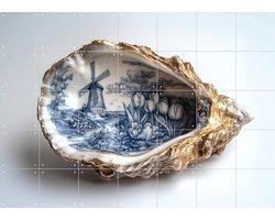 IXXI Delfts Blauwe Oester, Margriet Hulsker - 140 x 100 cm - Gratis ophangtool - Grote wanddecoratie en posters - Klassiek, Realisme, Woonkamer