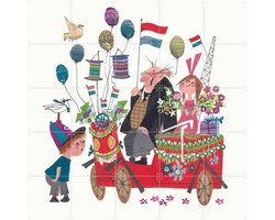 IXXI Feestje, Fiep Westendorp - 100 x 100 cm - Gratis ophangtool - Grote wanddecoratie en posters - Illustraties, Kleurrijk, Speels, Vintage