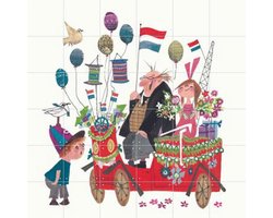 IXXI Feestje, Fiep Westendorp - 120 x 120 cm - Gratis ophangtool - Grote wanddecoratie en posters - Illustraties, Kleurrijk, Cartoonesk, Speels
