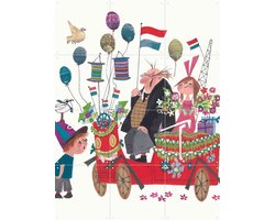 IXXI Feestje, Fiep Westendorp - 60 x 80 cm - Gratis ophangtool - Grote wanddecoratie en posters - Illustraties, Kleurrijk, Cartoonesk, Speels