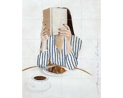 IXXI Femme avec Livre, Maaike Koster & My Deer Art Shop - 80 x 100 cm - Gratis ophangtool - Grote wanddecoratie en posters - Minimalistisch