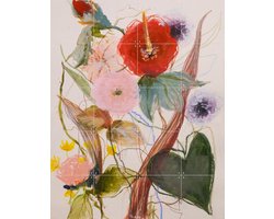 IXXI Flower Mix No. 1, Leigh Viner - 80 x 100 cm - Gratis ophangtool - Grote wanddecoratie en posters - Gemengde Technieken, Kleurrijk, Abstract