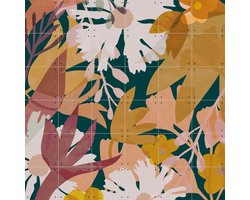 IXXI Flowers dark, Lotte Dirks - 120 x 120 cm - Gratis ophangtool - Grote wanddecoratie en posters - Digitale Kunst, Illustraties, Speels, Slaapkamer