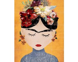 IXXI Frida (Yellow Version), Treechild & Various - 80 x 100 cm - Gratis ophangtool - Grote wanddecoratie en posters - Collage, Grafisch Ontwerp, Pop
