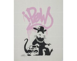 IXXI Gangsta Rat, Banksy - 80 x 100 cm - Gratis ophangtool - Grote wanddecoratie en posters - Street art, Pop art, Modern, Slaapkamer, Mancave