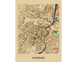 IXXI Haarlem Mosaic Map, Kunst in Kaart - 60 x 80 cm - Gratis ophangtool - Grote wanddecoratie en posters - Grafisch Ontwerp, Illustraties, Kleurrijk