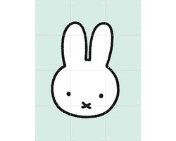 IXXI Hallo Nijntje Groen, Nijntje - 60 x 80 cm - Gratis ophangtool - Grote wanddecoratie en posters - Minimalistisch, Illustraties, Speels