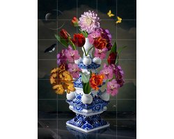 IXXI Heinen Delfts Blauw bright, Sander van Laar - 100 x 140 cm - Gratis ophangtool - Grote wanddecoratie en posters - Kleurrijk, Klassiek
