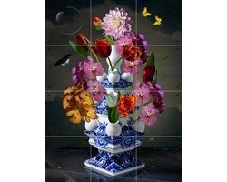 IXXI Heinen Delfts Blauw bright, Sander van Laar - 60 x 80 cm - Gratis ophangtool - Grote wanddecoratie en posters - Klassiek, Fotografie, Kleurrijk