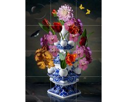 IXXI Heinen Delfts Blauw bright, Sander van Laar - 60 x 80 cm - Gratis ophangtool - Grote wanddecoratie en posters - Kleurrijk, Klassiek, Fotografie
