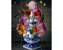 IXXI Heinen Delfts Blauw bright, Sander van Laar - 80 x 100 cm - Gratis ophangtool - Grote wanddecoratie en posters - Klassiek, Fotografie, Kleurrijk