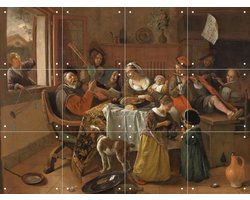 IXXI Het vrolijke huisgezin, Jan Havicksz. Steen & Rijksmuseum - 80 x 60 cm - Gratis ophangtool - Grote wanddecoratie en posters - Schilderijen,