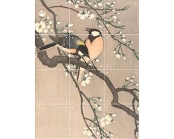 IXXI Koolmezen op bloesemtak, Ohara Koson & Rijksmuseum - 60 x 80 cm - Gratis ophangtool - Grote wanddecoratie en posters - Houtsnede, Ukiyo-e