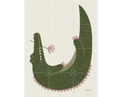 IXXI Lazy Crocodile, Maa-noo - 60 x 80 cm - Gratis ophangtool - Grote wanddecoratie en posters - Illustraties, Fantasierijk, Cartoonesk, Kinderkamer
