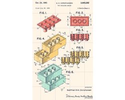IXXI Lego Print Color, Florent Bodart - 100 x 140 cm - Gratis ophangtool - Grote wanddecoratie en posters - Speels, Pop art, Technische Tekening
