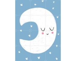 IXXI Little Blue Moon, BAINAI - 60 x 80 cm - Gratis ophangtool - Grote wanddecoratie en posters - Speels, Cartoonesk, Illustraties, Fantasierijk