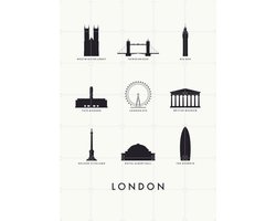IXXI London Architecture white, Kunst in Kaart - 100 x 140 cm - Gratis ophangtool - Grote wanddecoratie en posters - Illustraties, Minimalistisch
