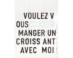 IXXI Manger un Croissant - black, Maaike Koster & My Deer Art Shop - 60 x 80 cm - Gratis ophangtool - Grote wanddecoratie en posters - Houtsnede