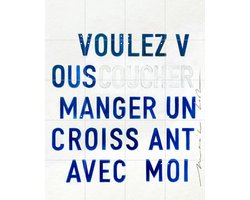 IXXI Manger un Croissant - blue, Maaike Koster & My Deer Art Shop - 80 x 100 cm - Gratis ophangtool - Grote wanddecoratie en posters - Grafisch
