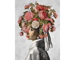 IXXI Meisje met de Parel - The Jacob van Hulsdonck Edition, Marja van den Hurk - 60 x 80 cm - Gratis ophangtool - Grote wanddecoratie en posters -