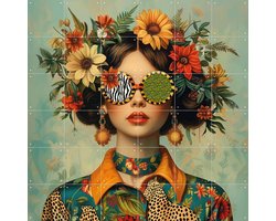 IXXI Miss Match, Mirjam Duizendstra - 120 x 120 cm - Gratis ophangtool - Grote wanddecoratie en posters - Fantasierijk, Illustraties, Surrealisme