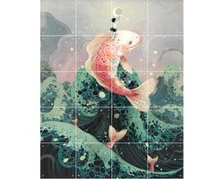 IXXI Moon Catcher, Victo Ngai - 80 x 100 cm - Gratis ophangtool - Grote wanddecoratie en posters - Digitale Kunst, Speels, Kleurrijk, Illustraties