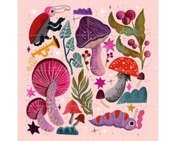 IXXI Mushroom Forest, Lena Addink - 80 x 80 cm - Gratis ophangtool - Grote wanddecoratie en posters - Speels, Grafisch Ontwerp, Digitale Kunst