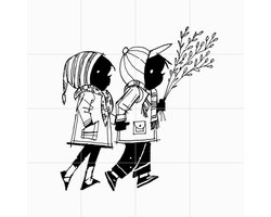 IXXI Naar buiten, Fiep Westendorp - 80 x 80 cm - Gratis ophangtool - Grote wanddecoratie en posters - Line art, Illustraties, Speels, Vintage