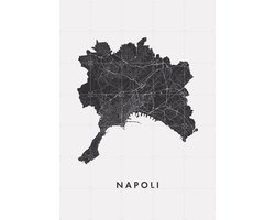 IXXI Napoli City Map, Kunst in Kaart - 100 x 140 cm - Gratis ophangtool - Grote wanddecoratie en posters - Grafisch Ontwerp, Technische Tekening