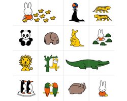 IXXI Nijntje in de Dierentuin Collage Box, Nijntje - 80 x 80 cm - Gratis ophangtool - Grote wanddecoratie en posters - Illustraties, Cartoonesk