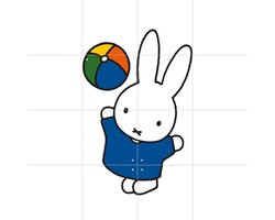 IXXI Nijntje met Bal, Nijntje - 80 x 80 cm - Gratis ophangtool - Grote wanddecoratie en posters - Speels, Illustraties, Cartoonesk, Kinderkamer