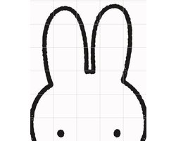 IXXI Nijntje Oren, Nijntje - 100 x 140 cm - Gratis ophangtool - Grote wanddecoratie en posters - Line art, Speels, Minimalistisch, Illustraties