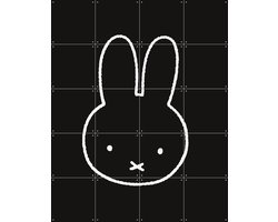 IXXI Nijntje Zwart-Wit, Nijntje - 80 x 100 cm - Grote wanddecoratie en posters - Minimalisme, Line art, Speels, Illustraties, Babykamer, Kinderkamer