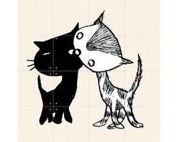 IXXI Pim & Pom 1, Fiep Westendorp - 80 x 80 cm - Gratis ophangtool - Grote wanddecoratie en posters - Speels, Cartoonesk, Line art, Illustraties