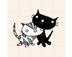 IXXI Pim & Pom 5, Fiep Westendorp - 100 x 100 cm - Gratis ophangtool - Grote wanddecoratie en posters - Speels, Line art, Cartoonesk, Illustraties