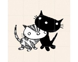 IXXI Pim & Pom 5, Fiep Westendorp - 80 x 80 cm - Grote wanddecoratie en posters - Line art, Cartoonesk, Speels, Illustraties, Kinderkamer, Woonkamer