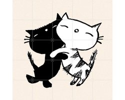 IXXI Pim & Pom 7, Fiep Westendorp - 100 x 100 cm - Gratis ophangtool - Grote wanddecoratie en posters - Cartoonesk, Speels, Line art, Illustraties