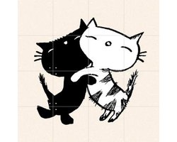 IXXI Pim & Pom 9, Fiep Westendorp - 80 x 80 cm - Gratis ophangtool - Grote wanddecoratie en posters - Cartoonesk, Speels, Illustraties, Line art