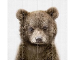 IXXI Print 353 Bear, Lila + Lola - 80 x 80 cm - Gratis ophangtool - Grote wanddecoratie en posters - Fotografie, Realisme, Kinderkamer, Woonkamer
