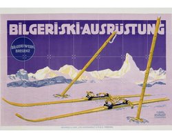 IXXI Skiing in Austria, Bridgeman Images - 140 x 100 cm - Gratis ophangtool - Grote wanddecoratie en posters - Art Deco, Vintage, Illustraties