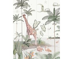 IXXI Smiling Jungle Moon, Creative Lab Amsterdam - 80 x 100 cm - Gratis ophangtool - Grote wanddecoratie en posters - Illustraties, Speels, Aquarel
