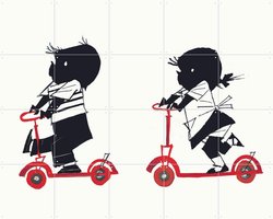 IXXI Step, Fiep Westendorp - 100 x 80 cm - Gratis ophangtool - Grote wanddecoratie en posters - Speels, Illustraties, Cartoonesk, Kinderkamer