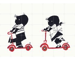IXXI Step, Fiep Westendorp - 140 x 100 cm - Gratis ophangtool - Grote wanddecoratie en posters - Speels, Illustraties, Cartoonesk, Kinderkamer