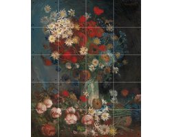 IXXI Stilleven met akkerbloemen en rozen, Vincent van Gogh & Kröller-Müller Museum - 80 x 100 cm - Gratis ophangtool - Grote wanddecoratie en posters