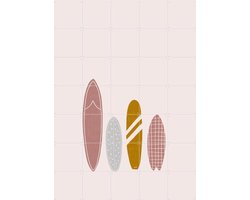 IXXI Surfboards Pink, Menina Lisboa & Various - 100 x 140 cm - Gratis ophangtool - Grote wanddecoratie en posters Babykamer, Kinderkamer, Kinderen